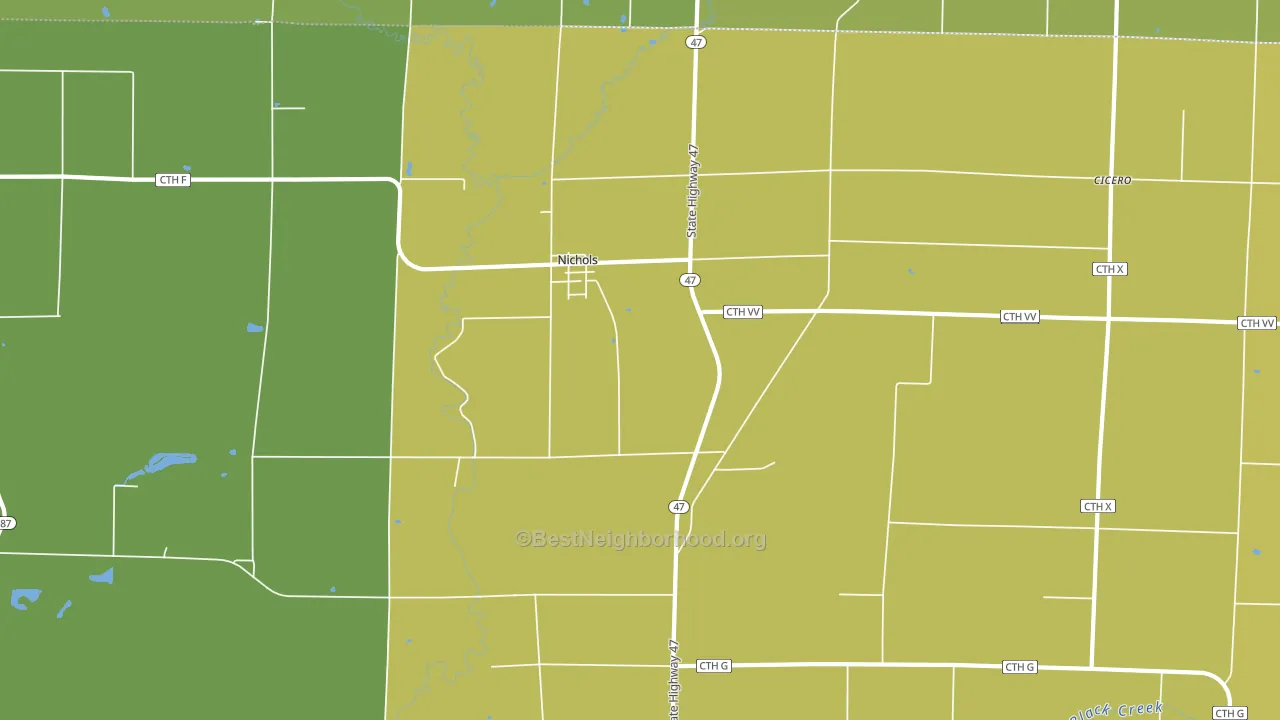 Nichols, WI block-group voter-turnout map