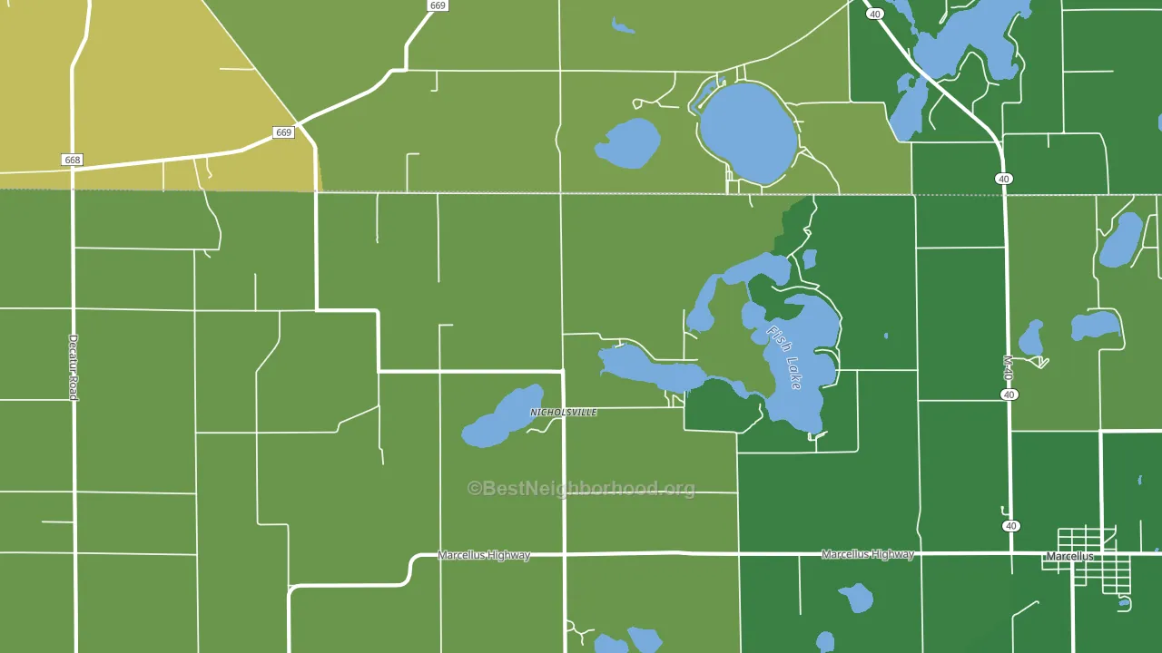 Nicholsville, MI block-group voter-turnout map