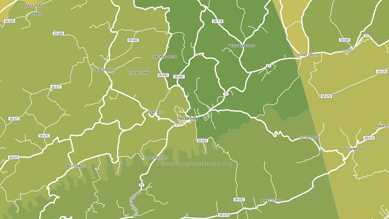 Nickelsville, VA block-group voter-turnout map