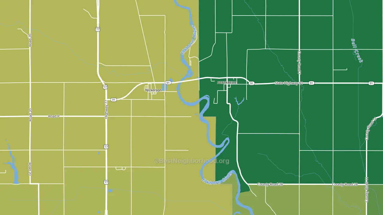 Nickerson, NE block-group voter-turnout map