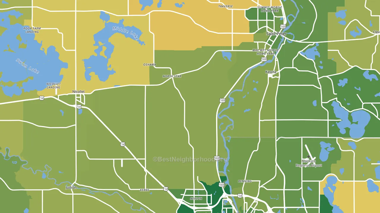 Nicollet County, MN block-group voter-turnout map