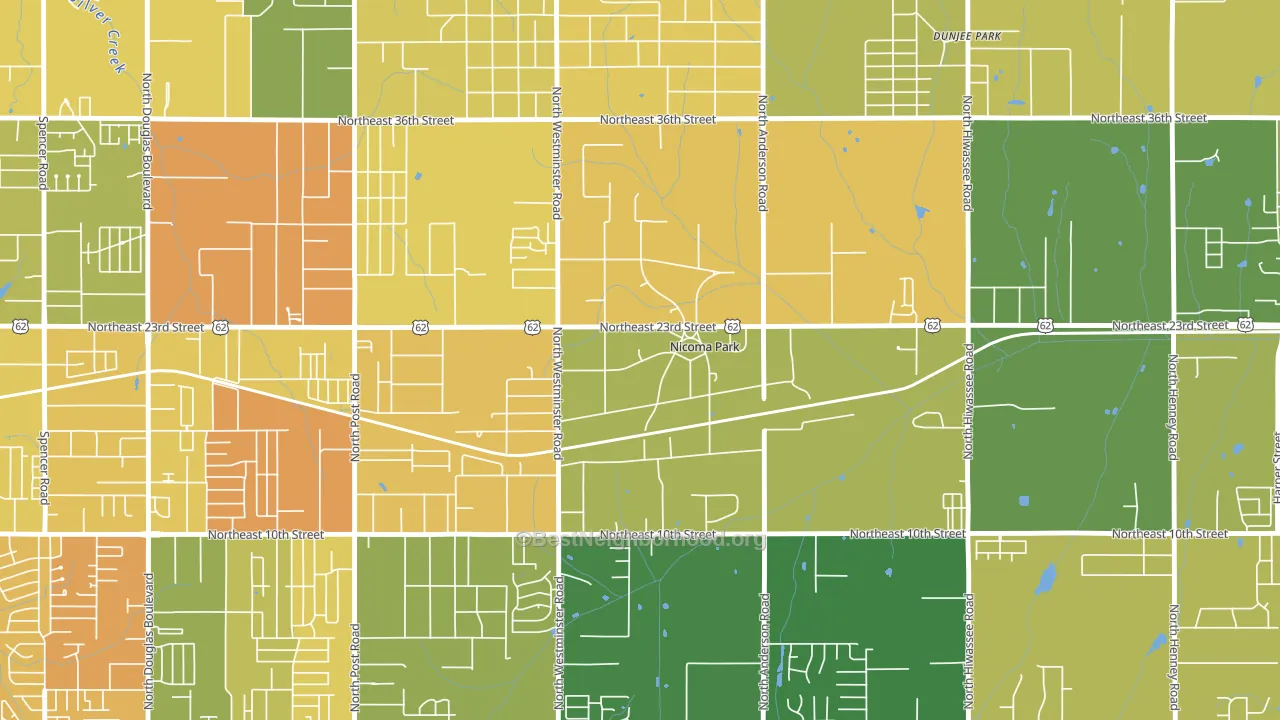 Nicoma Park, OK block-group voter-turnout map