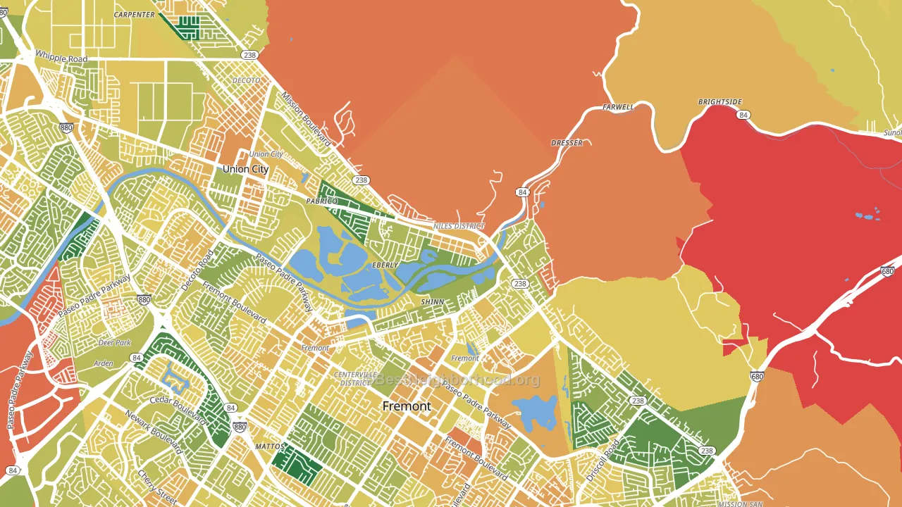 Niles Junction, Fremont, CA block-group voter-turnout map