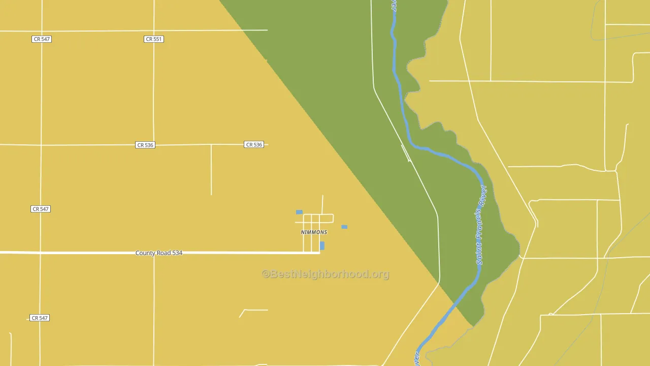 Nimmons, AR block-group voter-turnout map