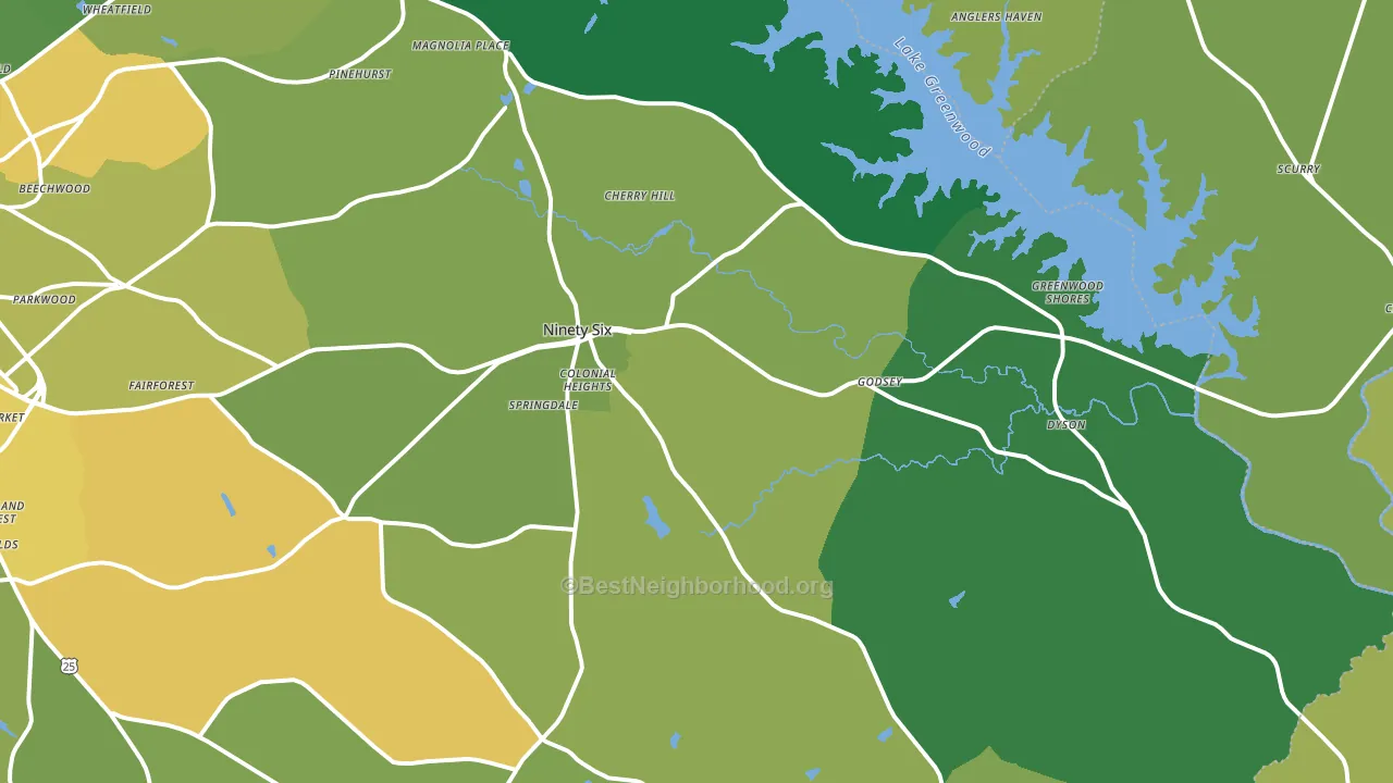 Ninety Six, SC block-group voter-turnout map