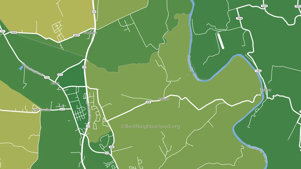 Ninevah, KY block-group voter-turnout map