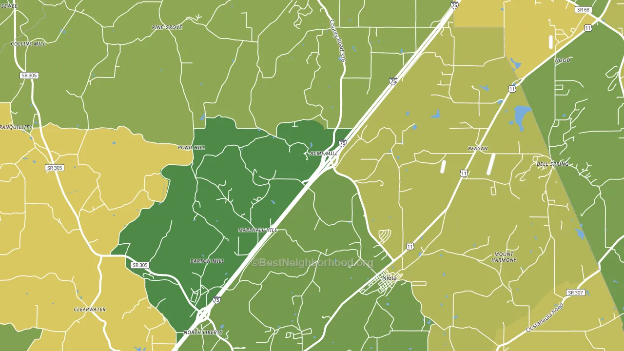 Niota, TN block-group voter-turnout map