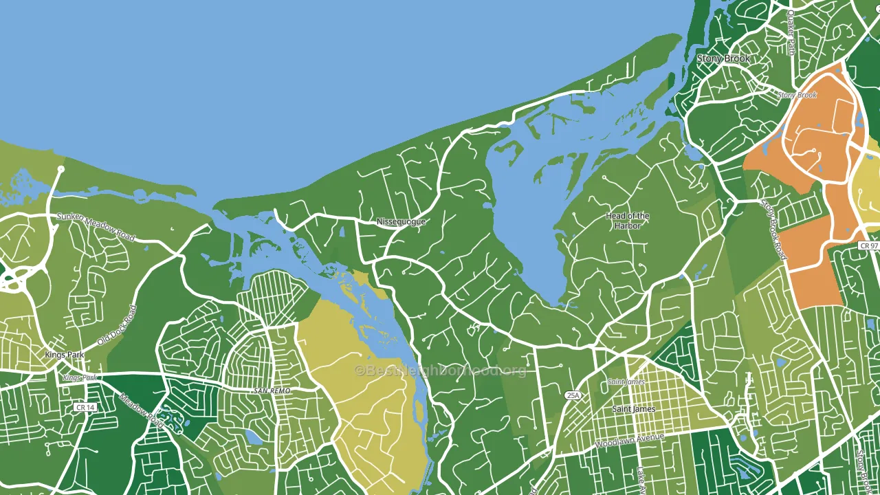 Nissequogue, NY block-group voter-turnout map