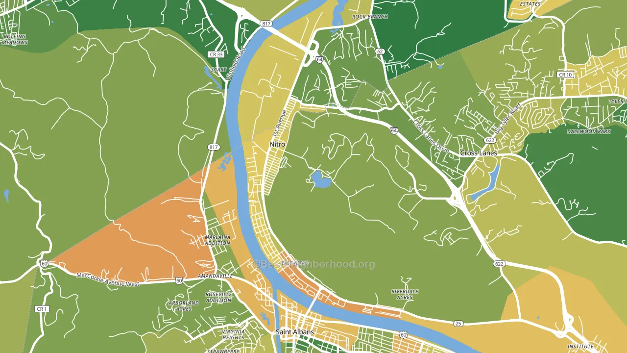 Nitro, WV block-group voter-turnout map