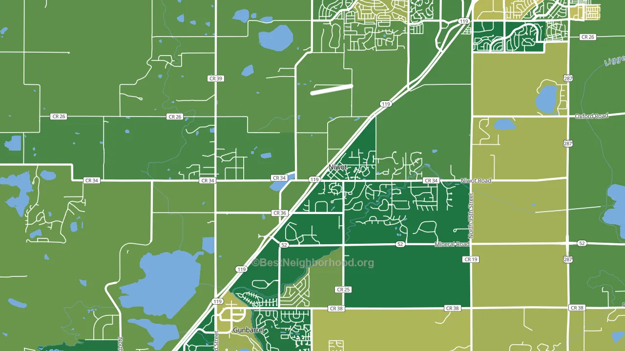 Niwot, CO block-group voter-turnout map