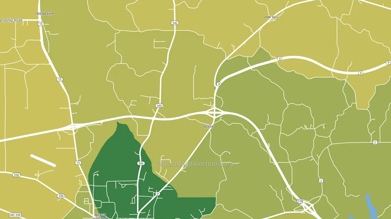 Nixon, MS block-group voter-turnout map