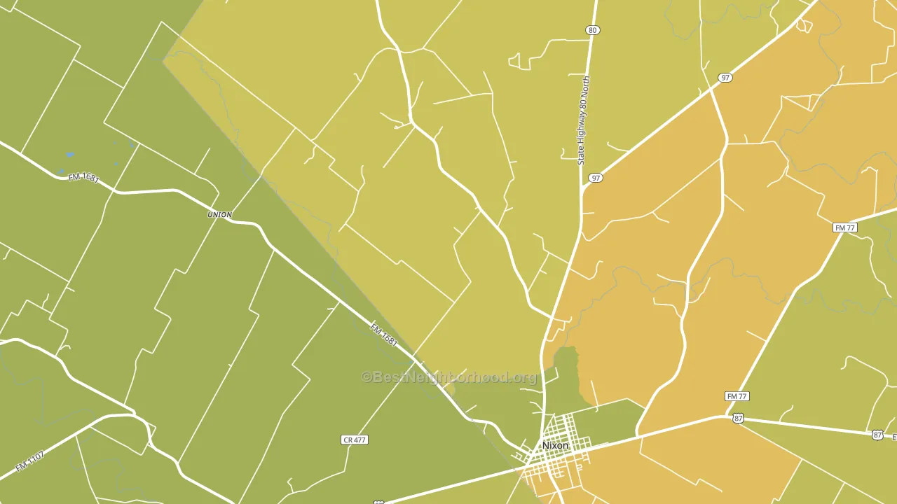 Nixon, TX block-group voter-turnout map