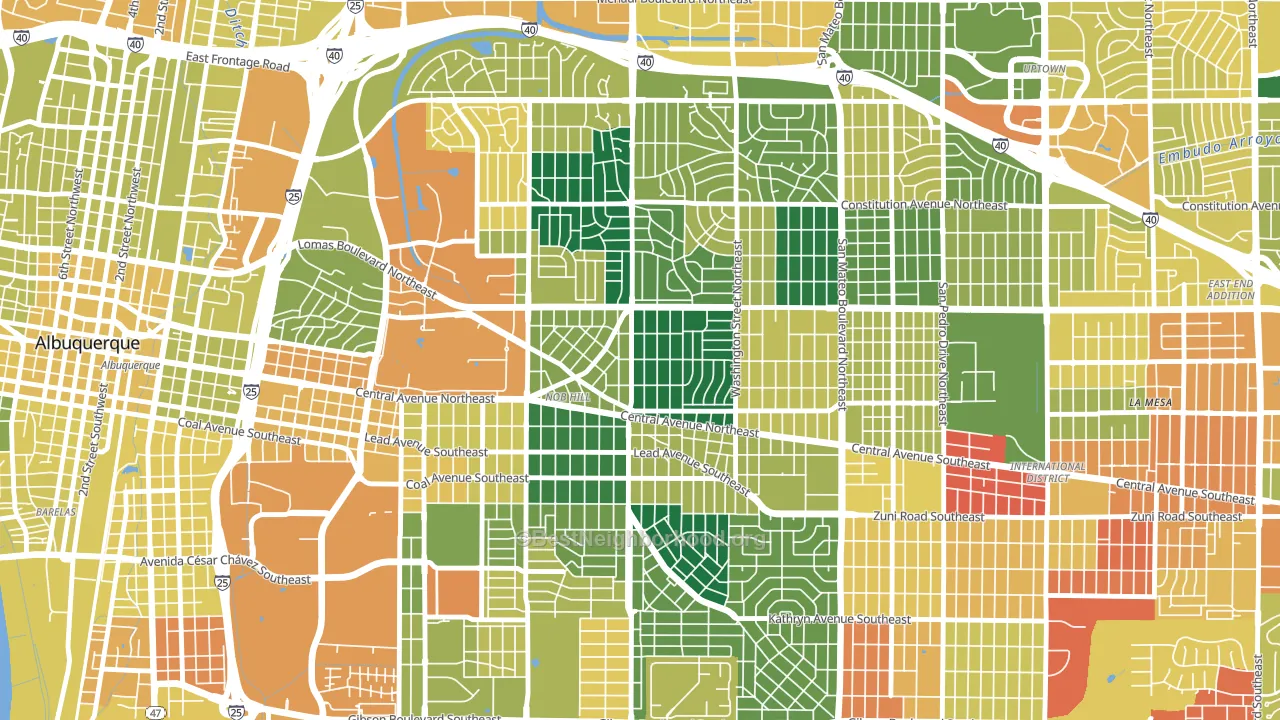 Nob Hill, Albuquerque, NM block-group voter-turnout map