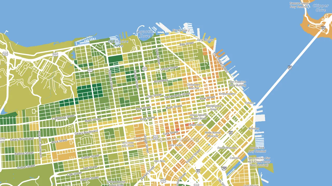 Nob Hill, San Francisco, CA block-group voter-turnout map