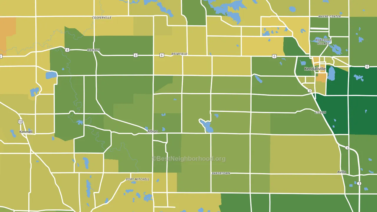 Noble County, IN block-group voter-turnout map