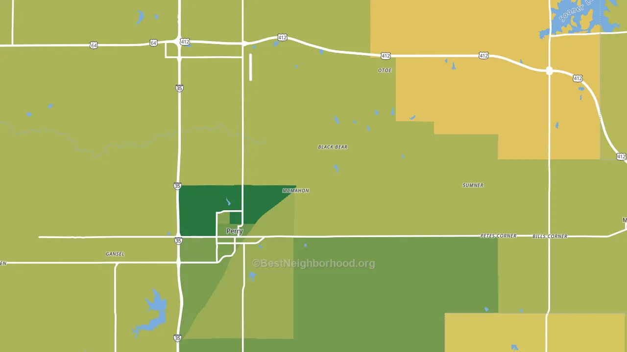 Noble County, OK block-group voter-turnout map
