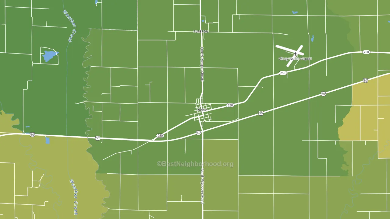 Noble, IL block-group voter-turnout map