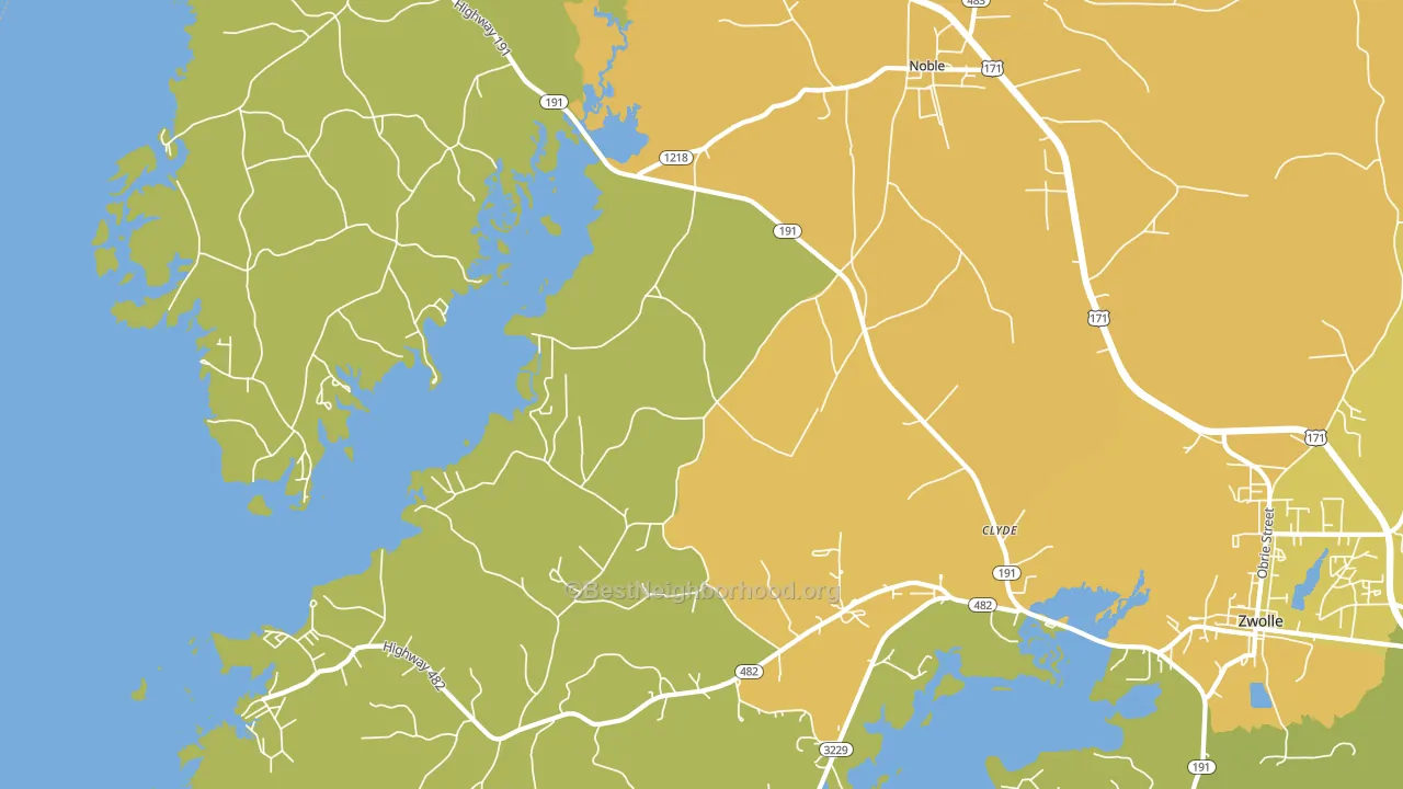 Noble, LA block-group voter-turnout map