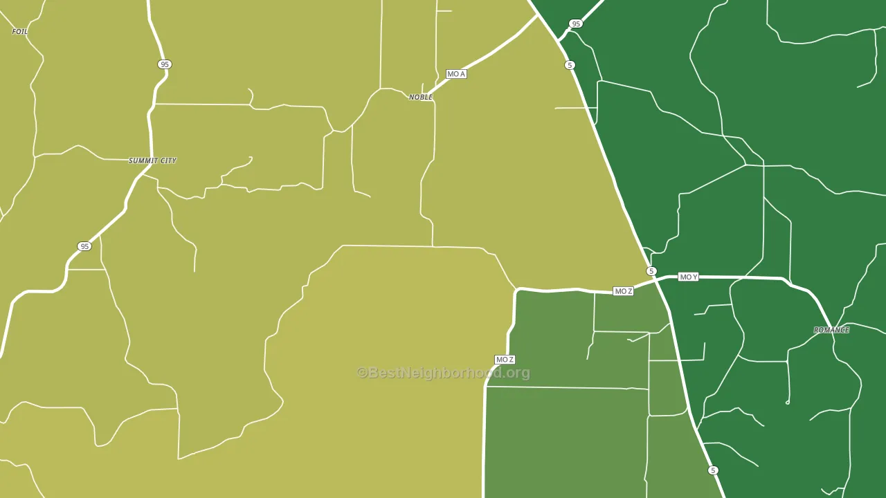 Noble, MO block-group voter-turnout map