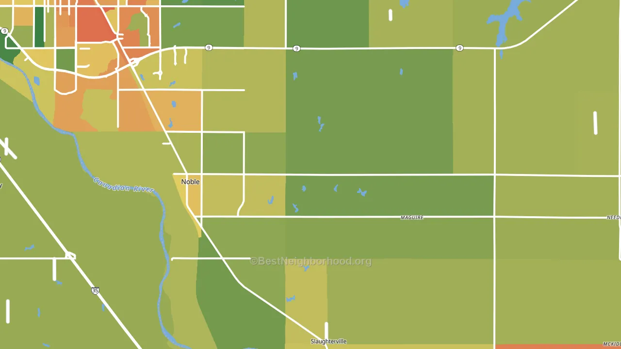 Noble, OK block-group voter-turnout map