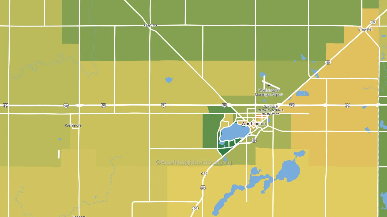 Nobles County, MN block-group voter-turnout map