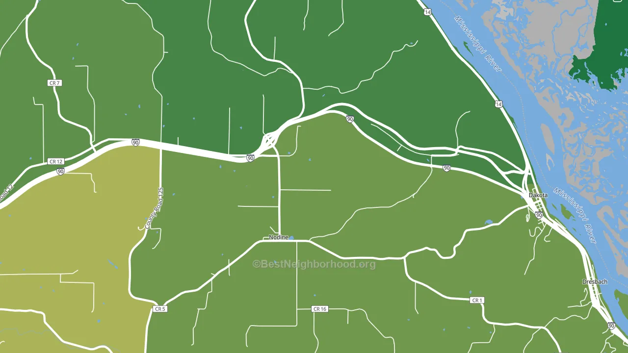 Nodine, MN block-group voter-turnout map