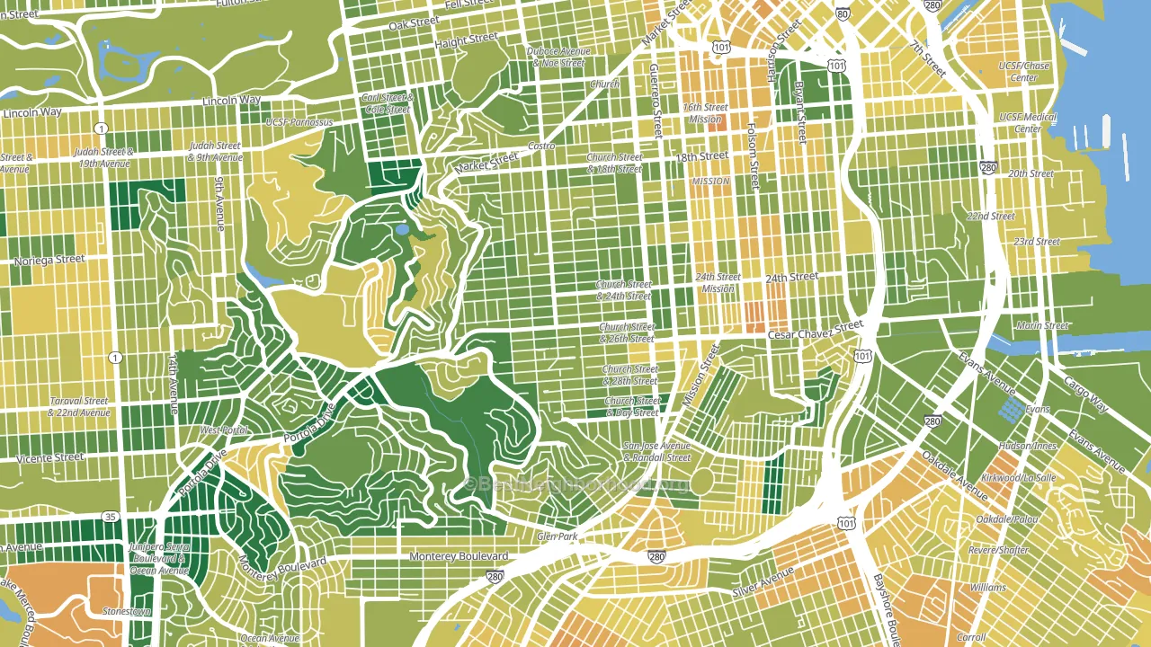 Noe Valley, San Francisco, CA block-group voter-turnout map