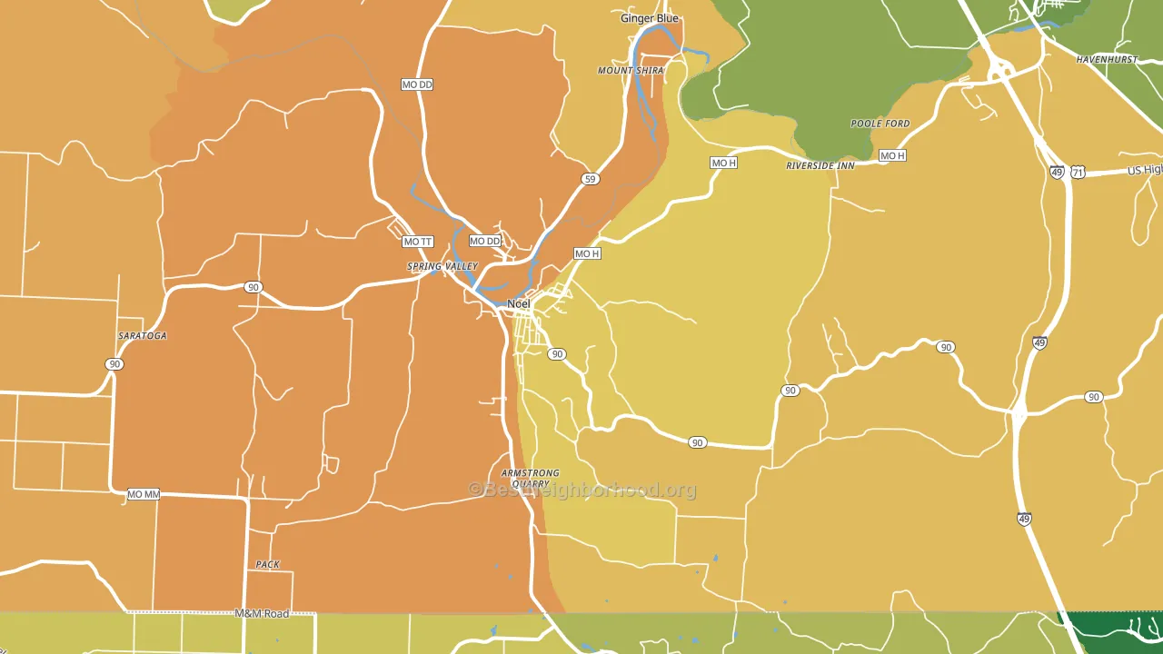 Noel, MO block-group voter-turnout map