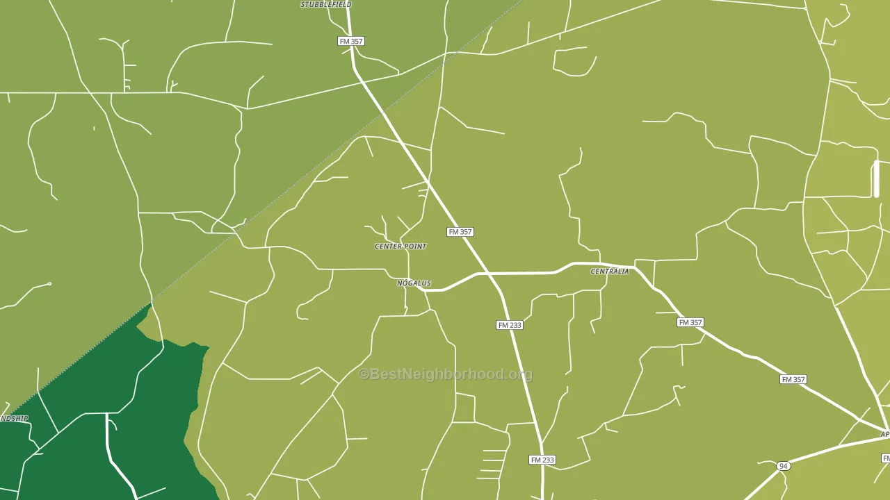 Nogalus, TX block-group voter-turnout map