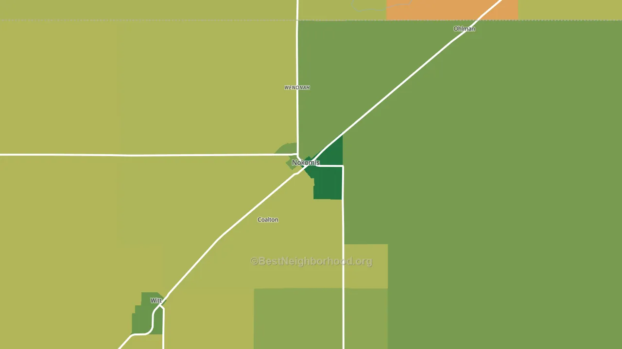 Nokomis, IL block-group voter-turnout map