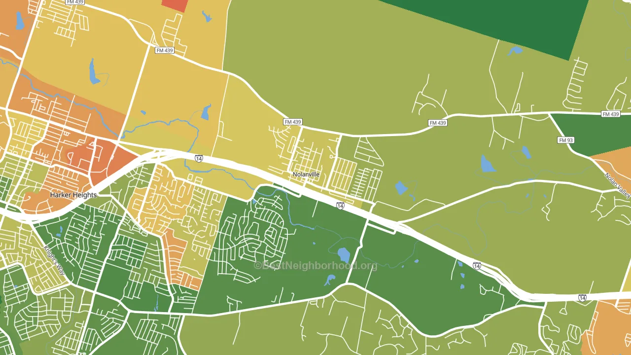 Nolanville, TX block-group voter-turnout map