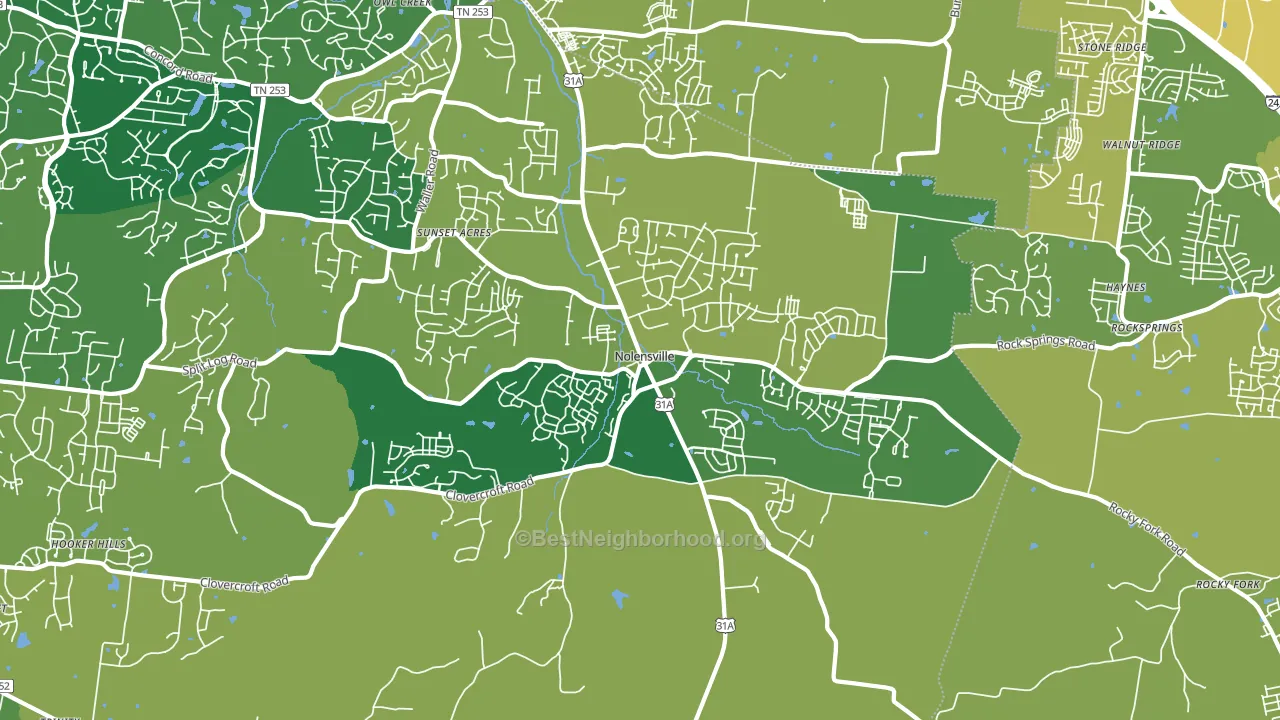 Nolensville, TN block-group voter-turnout map