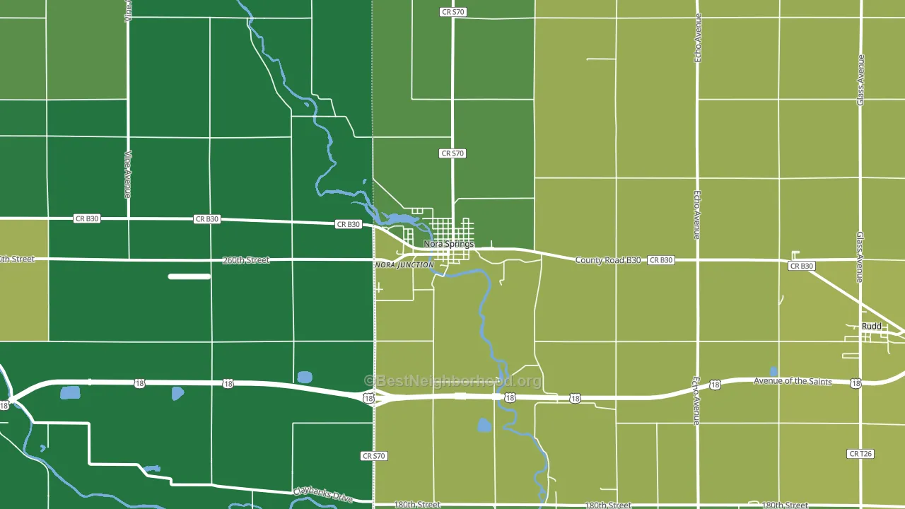 Nora Springs, IA block-group voter-turnout map