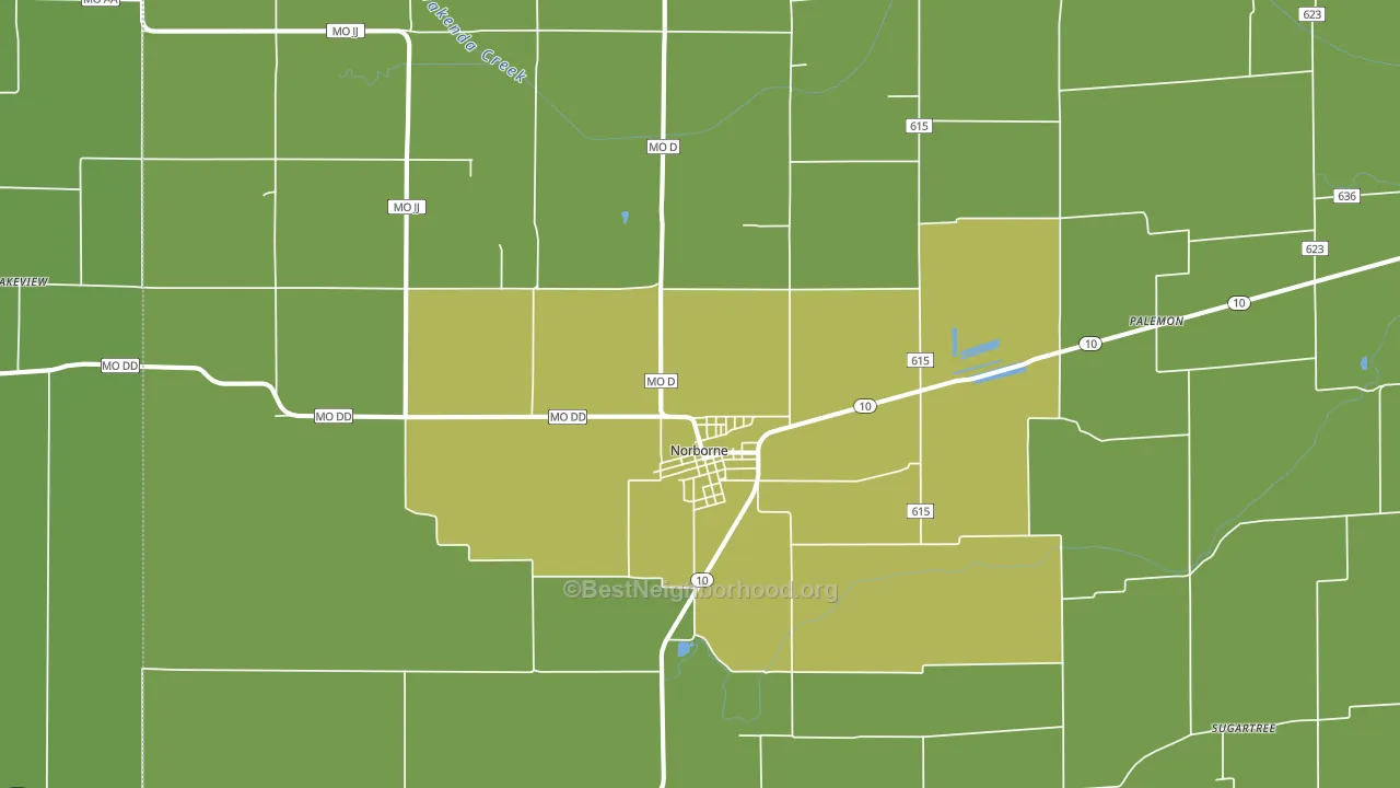 Norborne, MO block-group voter-turnout map