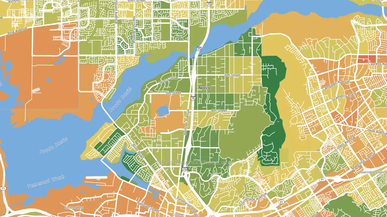 Norco, CA block-group voter-turnout map