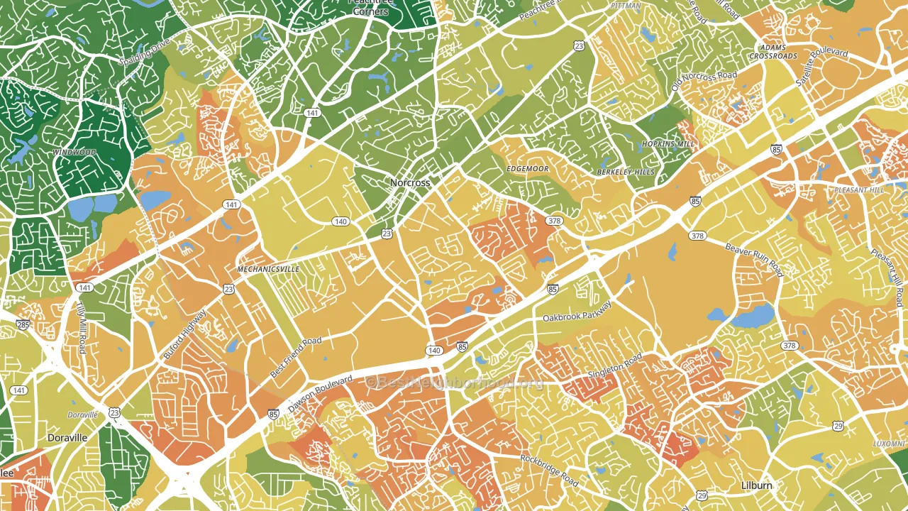 Norcross, GA block-group voter-turnout map