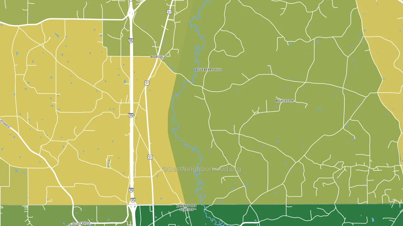 Norfield, MS block-group voter-turnout map