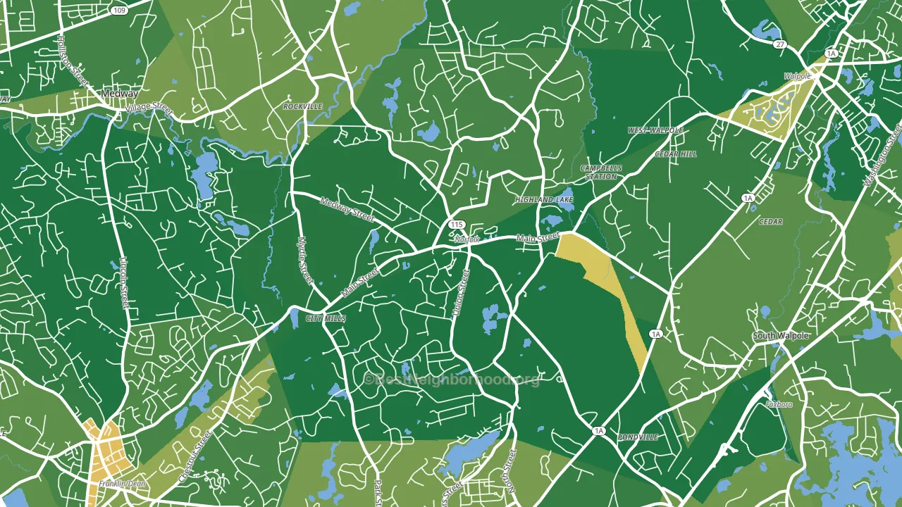 Norfolk, MA block-group voter-turnout map