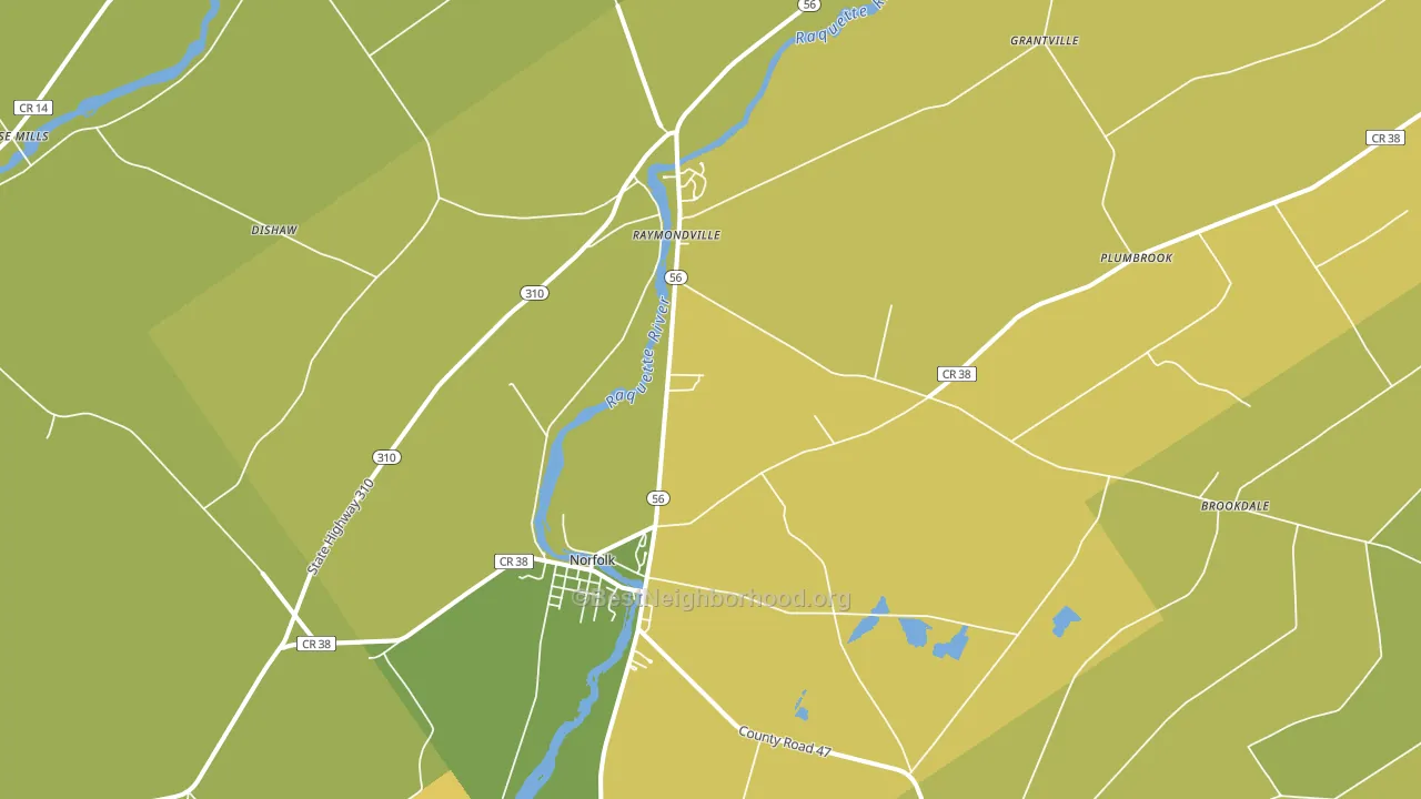 Norfolk, NY block-group voter-turnout map