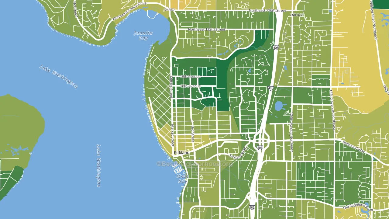 Norkirk, Kirkland, WA block-group voter-turnout map