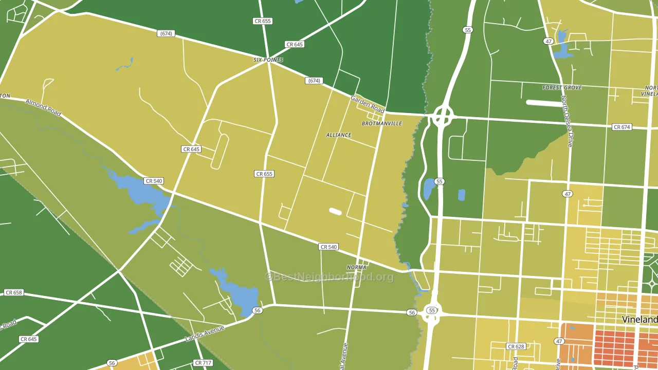 Norma, NJ block-group voter-turnout map