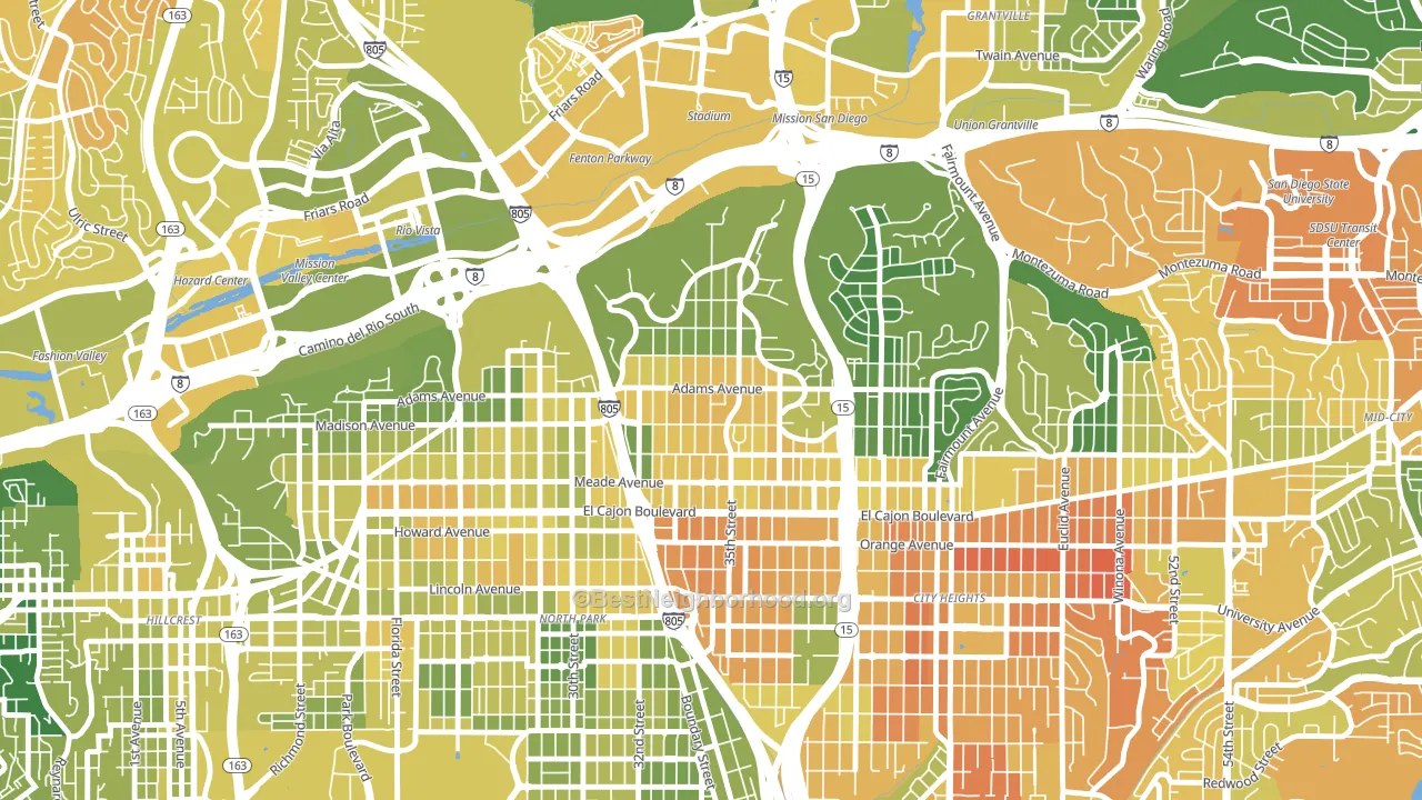 Normal Heights, San Diego, CA block-group voter-turnout map