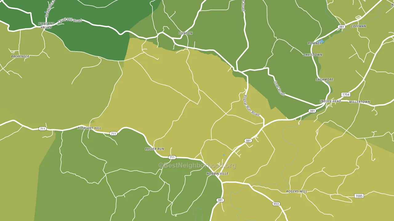Normalville, PA block-group voter-turnout map