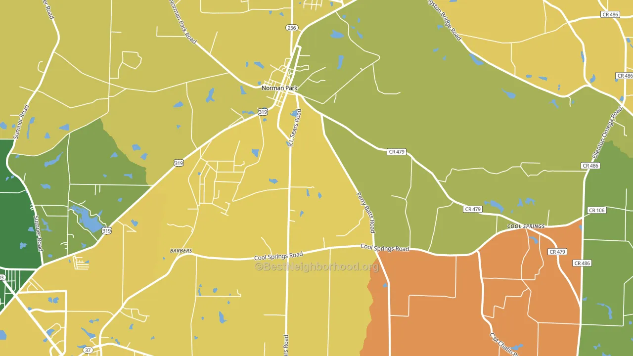 Norman Park, GA block-group voter-turnout map