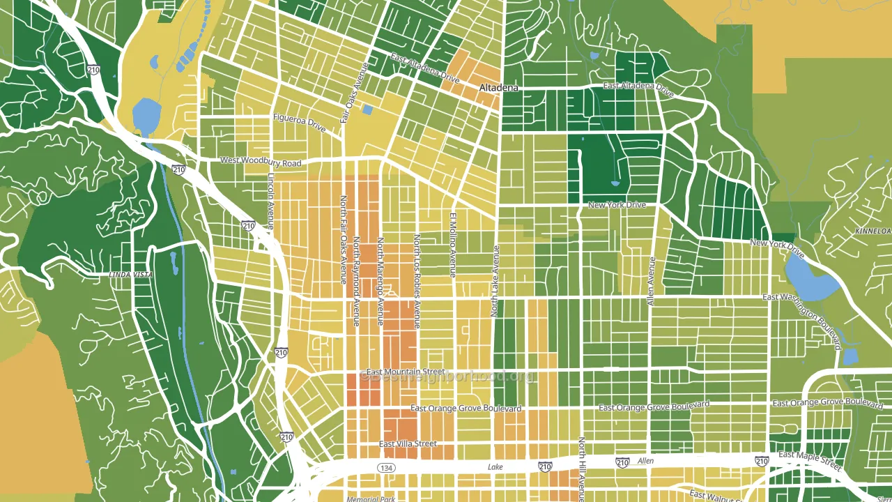 Normandie Heights, Pasadena, CA block-group voter-turnout map