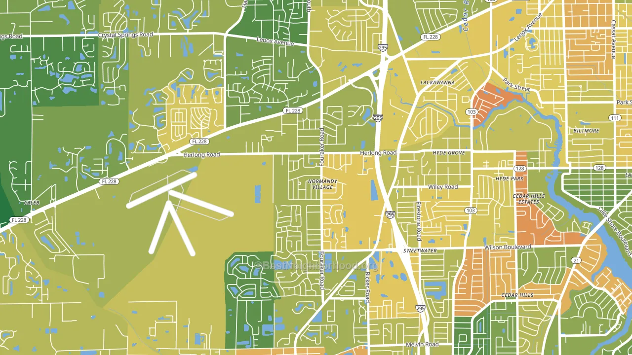 Normandy Manor, Jacksonville, FL block-group voter-turnout map