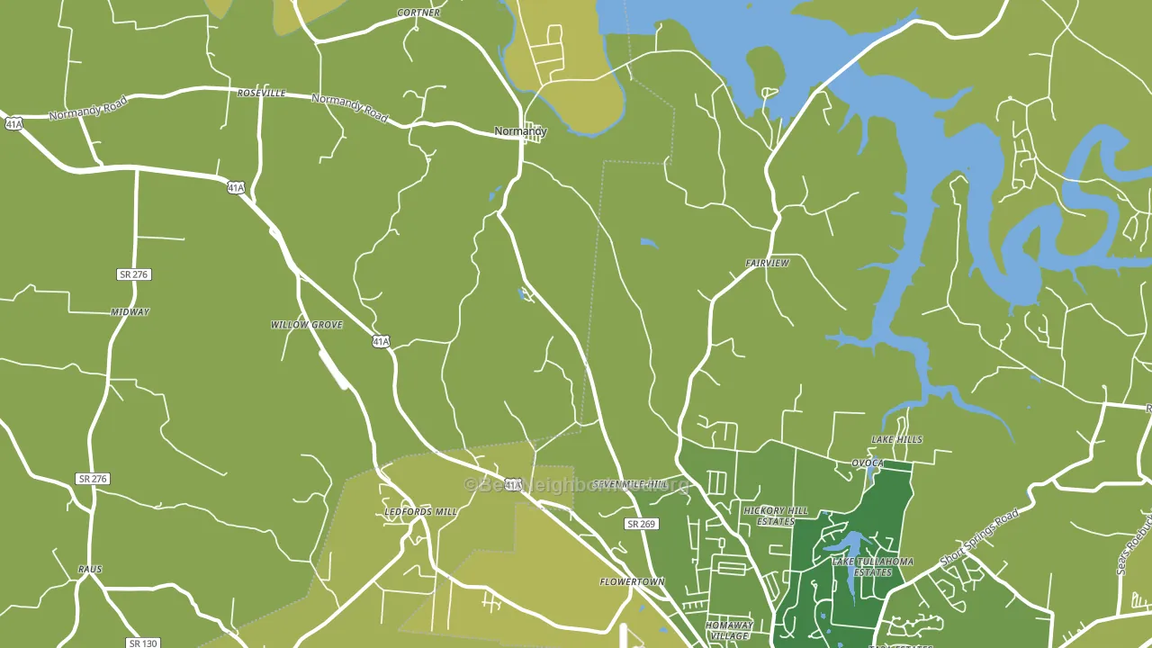 Normandy, TN block-group voter-turnout map