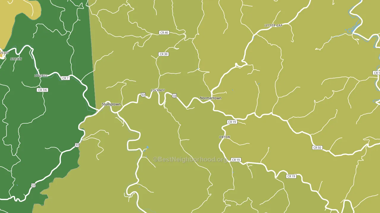 Normantown, WV block-group voter-turnout map