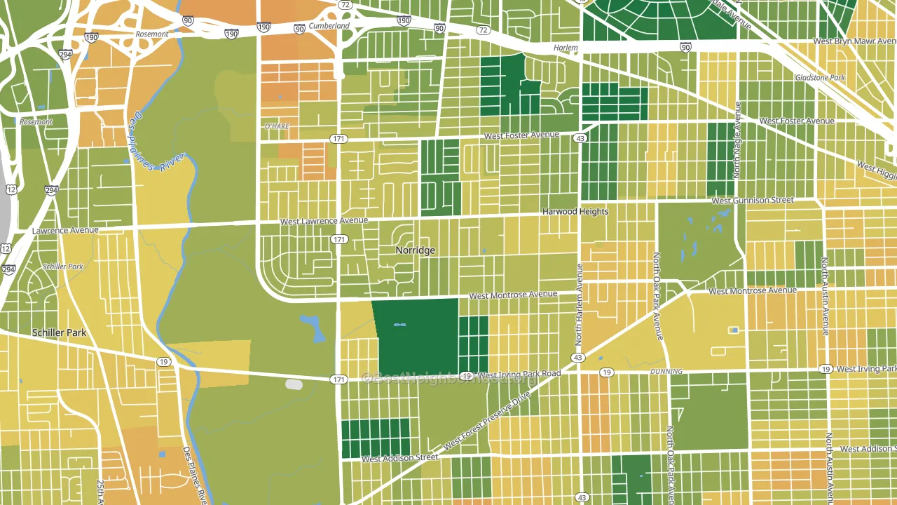 Norridge, IL block-group voter-turnout map