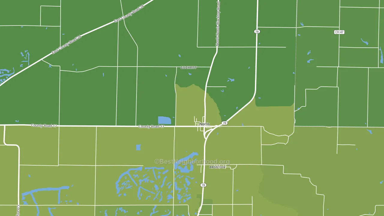 Norris, IL block-group voter-turnout map